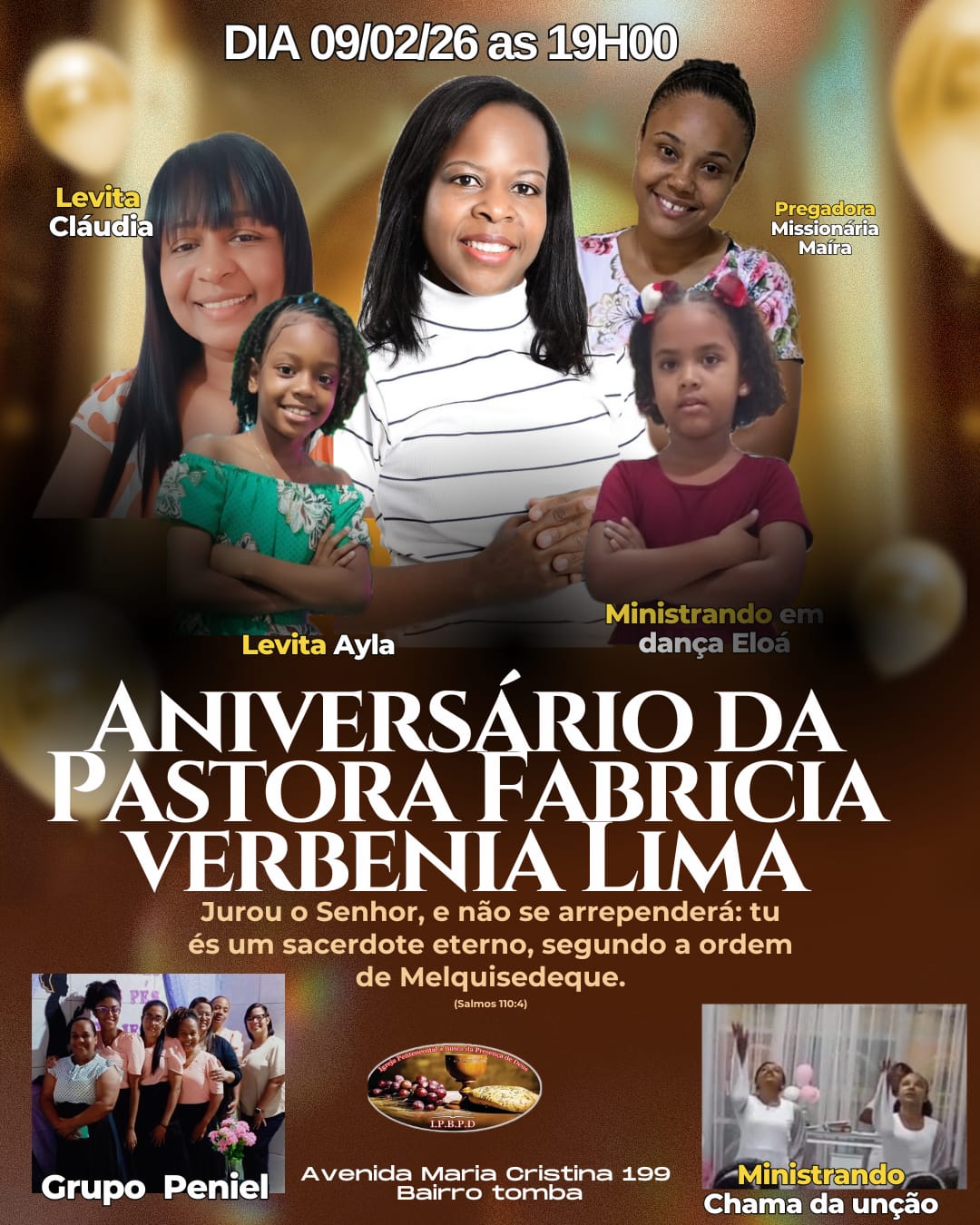 Aniversário da Pastora Fabrícia Verbenia Lima - IPBPD
